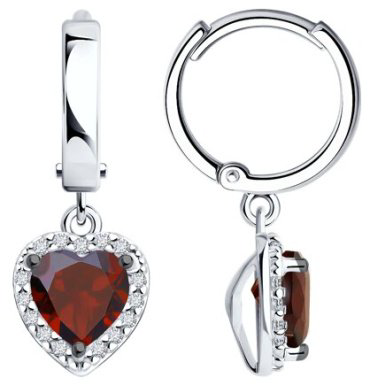 Серьги SOKOLOV 92022932 вес 3.09 г серебро, гранат, фианит купить,NaN