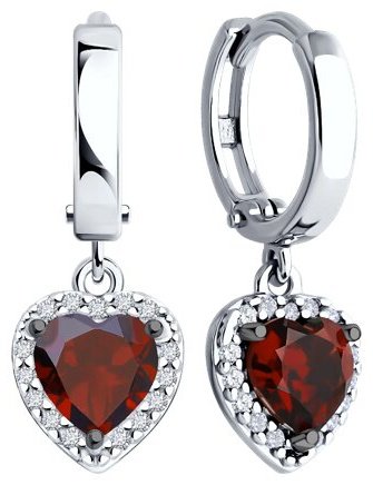 Серьги SOKOLOV 92022932 вес 3.09 г серебро, гранат, фианит купить,NaN