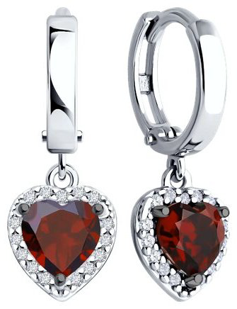 Серьги SOKOLOV 92022932 вес 3.09 г серебро, гранат, фианит купить,NaN
