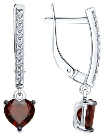 Серьги SOKOLOV 92022922 вес 2.65 г серебро, гранат, фианит купить,NaN