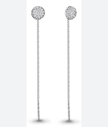 Серьги-цепочки AQUAMARINE 41030A.5 вес 1.7 г серебро, фианит купить,18837