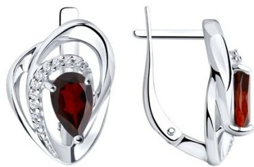 Серьги Diamant 94-320-00630-2_4,31 вес 4.31 г серебро, гранат, фианит купить,35697