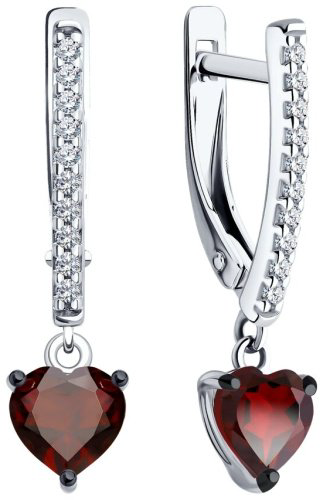 Серьги SOKOLOV 92022922 вес 2.65 г серебро, гранат, фианит купить,NaN