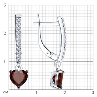 Серьги SOKOLOV 92022922 вес 2.65 г серебро, гранат, фианит купить,NaN