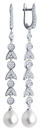 Серьги SOKOLOV 92023012 вес 7.45 г серебро, жемчуг, фианит купить,NaN
