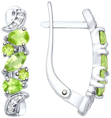 Серьги SOKOLOV 92021780 вес 2.86 г серебро, хризолит, фианит купить,21966