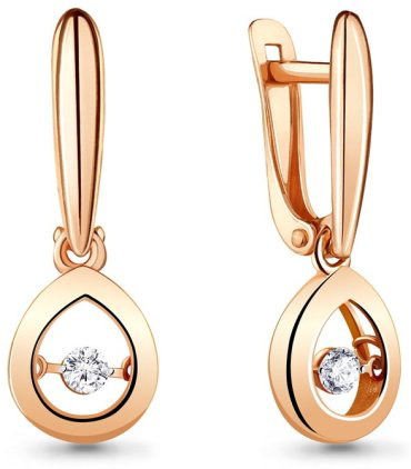 Серьги AQUAMARINE 46186А вес 2.3 г серебро, фианит купить,20305