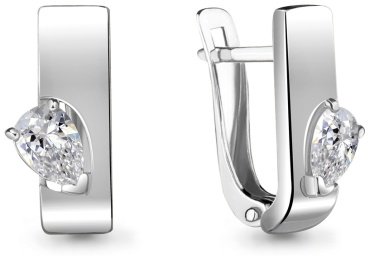 Серьги AQUAMARINE 48455 вес 2.3 г серебро, фианит купить,20638