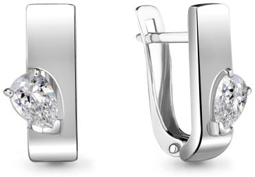 Серьги AQUAMARINE 48455 вес 2.3 г серебро, фианит купить,20638