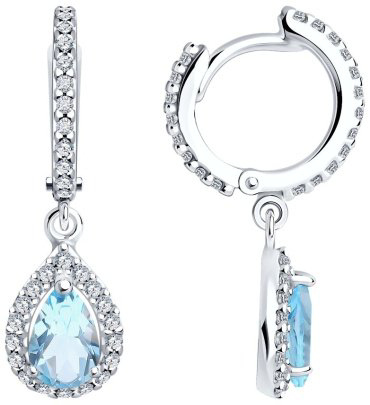 Серьги SOKOLOV 92022810_3,55 вес 3.55 г серебро, ситалл, фианит купить,34699
