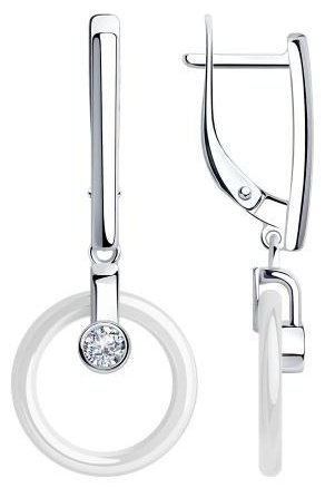 Серьги Diamant 94-121-01276-2 вес 2.63 г серебро, фианит, керамика купить,13159