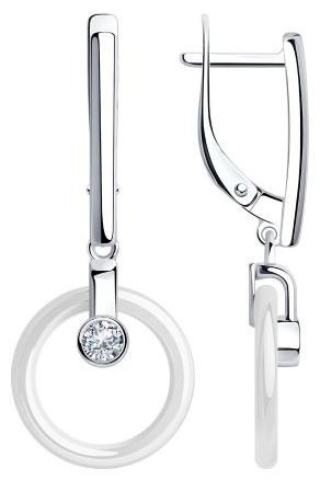 Серьги Diamant 94-121-01276-2 вес 2.63 г серебро, фианит, керамика купить,13159