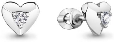 Пусеты AQUAMARINE 48904А вес 2.9 г серебро, фианит купить,22293