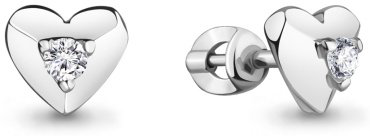 Пусеты AQUAMARINE 48904А вес 2.9 г серебро, фианит купить,22293