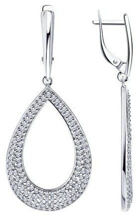 Серьги Diamant 94-121-00984-1 вес 6.64 г серебро, фианит купить,48547