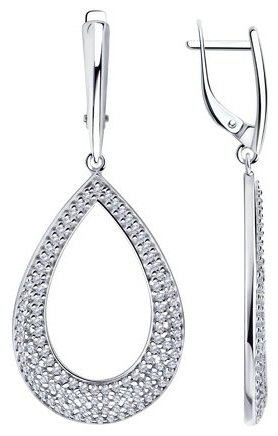 Серьги Diamant 94-121-00984-1 вес 6.64 г серебро, фианит купить,48547