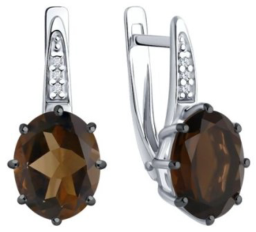 Серьги Diamant 94-320-02054-4 вес 3.48 г серебро, фианит, раухтопаз купить,26676