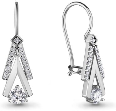 Серьги AQUAMARINE 46815А.5 вес 2.2 г серебро, фианит купить,20222