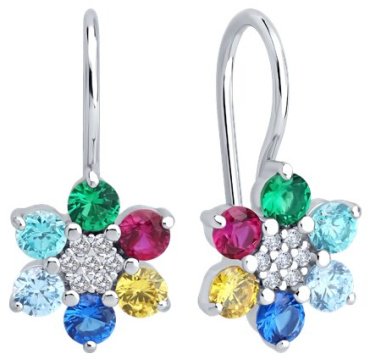 Серьги Diamant D94-120-02274-1_s вес 1.78 г серебро, корунд, фианит купить,NaN