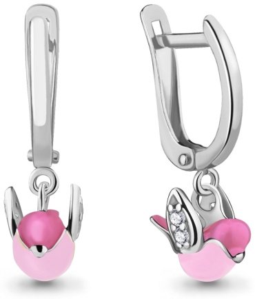 Серьги AQUAMARINE 49276А.5 вес 2.5 г серебро, фианит, эмаль купить,32042
