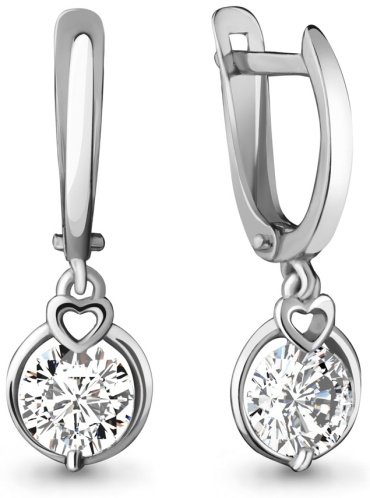 Серьги AQUAMARINE 420981.6 вес 2.36 г серебро, фианит купить,20845