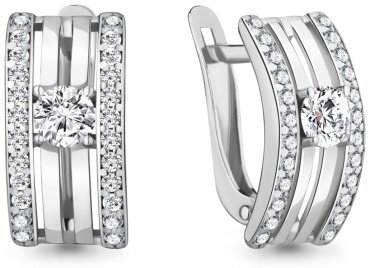 Серьги AQUAMARINE 49096А.5 вес 2.7 г серебро, фианит купить,26178