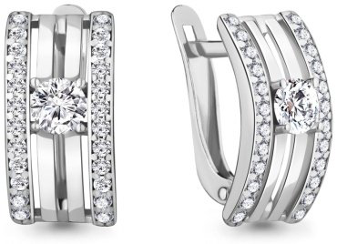 Серьги AQUAMARINE 49096А.5 вес 2.7 г серебро, фианит купить,26178
