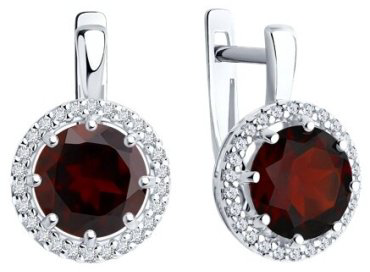 Серьги Diamant 94-320-02052-2 вес 3.84 г серебро, гранат, фианит купить,56430