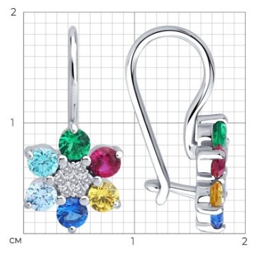 Серьги Diamant D94-120-02274-1_s вес 1.78 г серебро, корунд, фианит купить,NaN