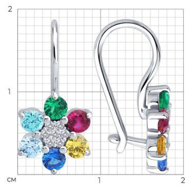 Серьги Diamant D94-120-02274-1_s вес 1.78 г серебро, корунд, фианит купить,NaN