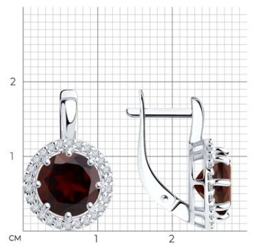 Серьги Diamant 94-320-02052-2 вес 3.84 г серебро, гранат, фианит купить,56430