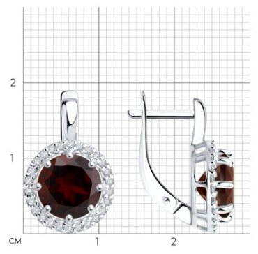 Серьги Diamant 94-320-02052-2 вес 3.84 г серебро, гранат, фианит купить,56430