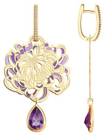 Серьги Diamant 93-321-01779-1 вес 12.2 г серебро, фианит, ситалл, эмаль купить,49847