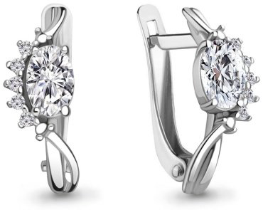 Серьги AQUAMARINE 48991А вес 2.32 г серебро, фианит купить,22023