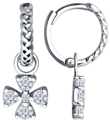 Серьги SOKOLOV 94026618 вес 2.7 г серебро, фианит купить,20090
