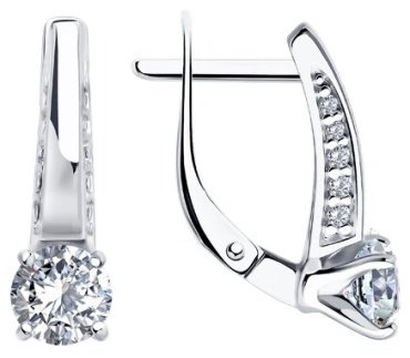 Серьги Diamant 94-120-02129-1 вес 2.64 г серебро, фианит купить,NaN