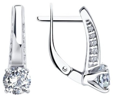 Серьги Diamant 94-120-02129-1 вес 2.64 г серебро, фианит купить,NaN