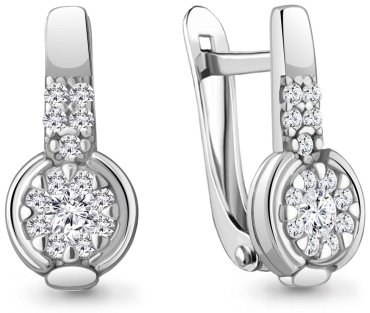 Серьги AQUAMARINE 49433А вес 2.46 г серебро, фианит купить,22855