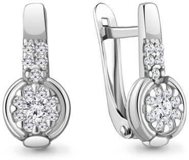 Серьги AQUAMARINE 49433А вес 2.46 г серебро, фианит купить,22855
