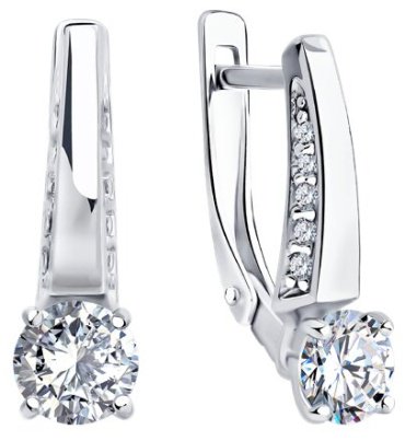 Серьги Diamant 94-120-02129-1 вес 2.64 г серебро, фианит купить,NaN