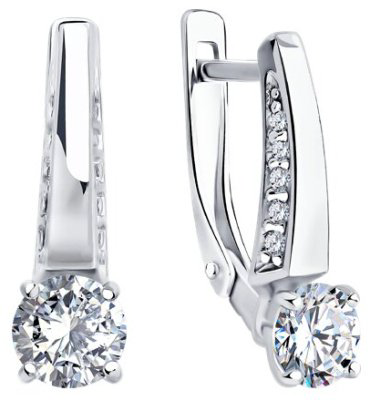 Серьги Diamant 94-120-02129-1 вес 2.64 г серебро, фианит купить,NaN