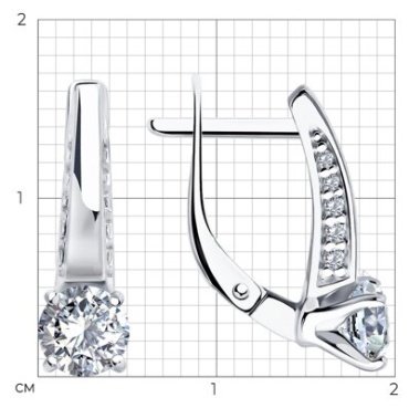 Серьги Diamant 94-120-02129-1 вес 2.64 г серебро, фианит купить,NaN