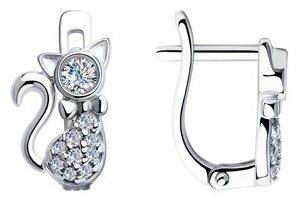 Серьги Diamant 94-120-01061-1 вес 2.05 г серебро, фианит купить,NaN