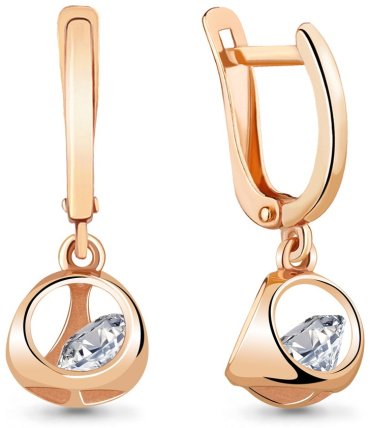 Серьги AQUAMARINE 48526А вес 3.1 г серебро, фианит купить,40219