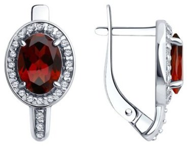 Серьги SOKOLOV 92022750 вес 3 г серебро, фианит, гранат купить,24102