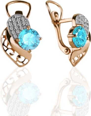 Серьги AQUAMARINE 44855508А вес 2.63 г серебро, топаз Swarovski, фианит купить,43147
