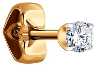 Моносерьга Diamant 51-127-02067-1 вес 0.37 г золото, фианит купить,NaN