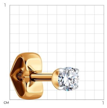 Моносерьга Diamant 51-127-02067-1 вес 0.37 г золото, фианит купить,NaN