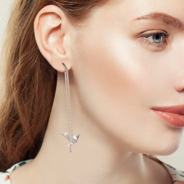Серьги-цепочки AQUAMARINE 49442А.5 вес 2.14 г серебро, фианит купить,20777