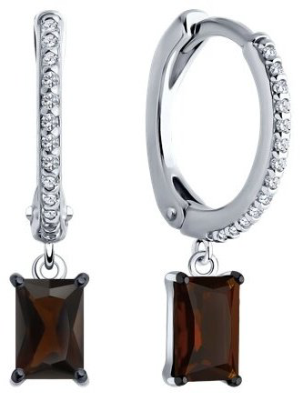 Серьги SOKOLOV 92022962 вес 2.4 г серебро, фианит, раухтопаз купить,20029